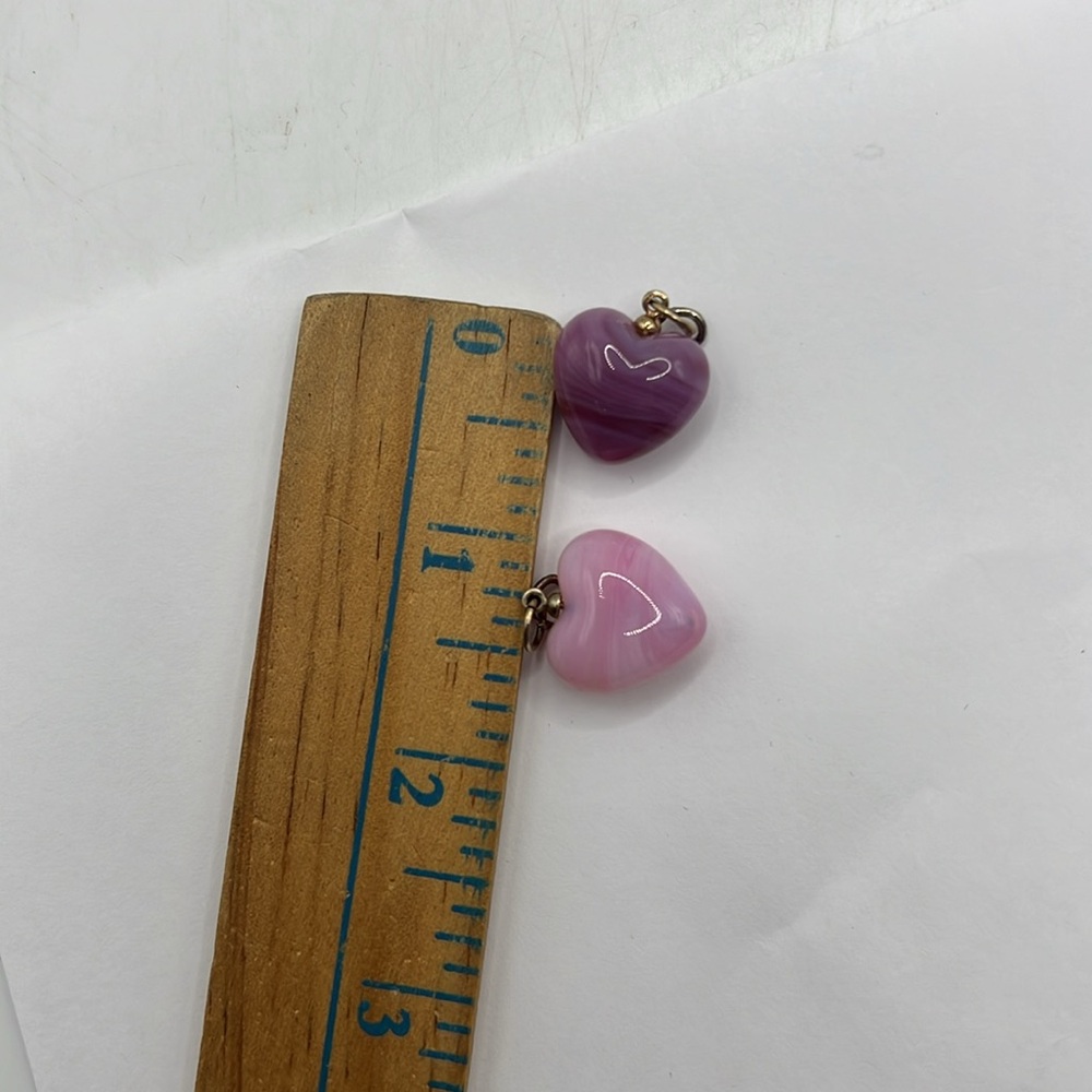 Set Of Two Heart Pendant Jewelry Pink Purple - Picture 7 of 7
